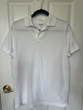 Old Navy Polo Shirt Men's Sz S Classic Fit White Short Sleeves Calla Lily White